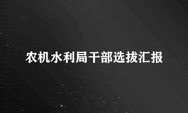 农机水利局干部选拔汇报