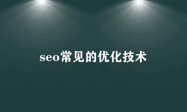 seo常见的优化技术