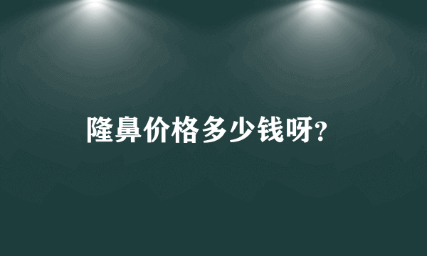 隆鼻价格多少钱呀？