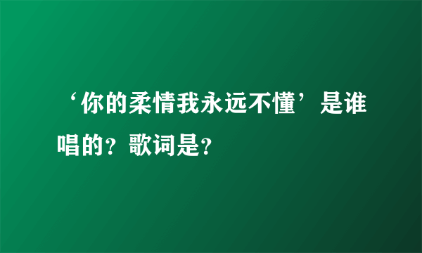 ‘你的柔情我永远不懂’是谁唱的？歌词是？