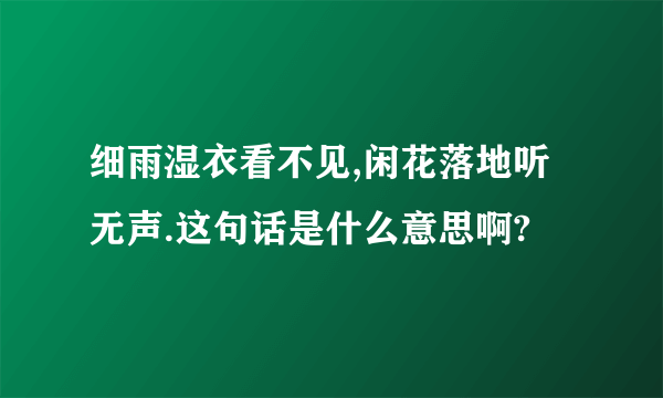 细雨湿衣看不见,闲花落地听无声.这句话是什么意思啊?