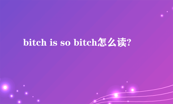 bitch is so bitch怎么读?