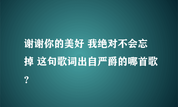 谢谢你的美好 我绝对不会忘掉 这句歌词出自严爵的哪首歌？