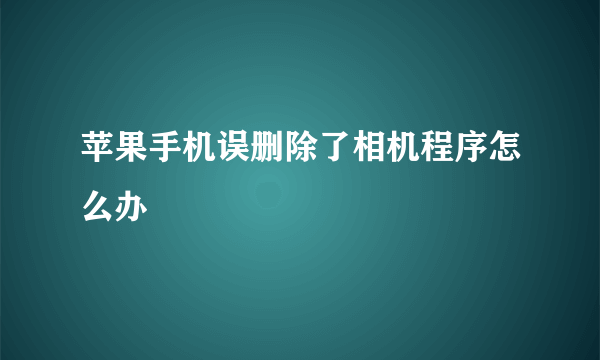 苹果手机误删除了相机程序怎么办