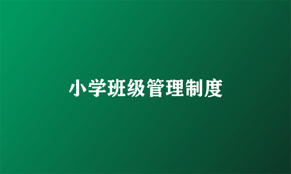 小学班级管理制度