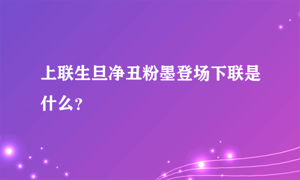 上联生旦净丑粉墨登场下联是什么？