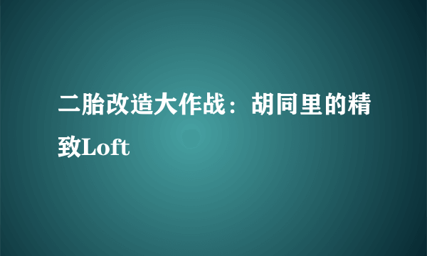 二胎改造大作战：胡同里的精致Loft