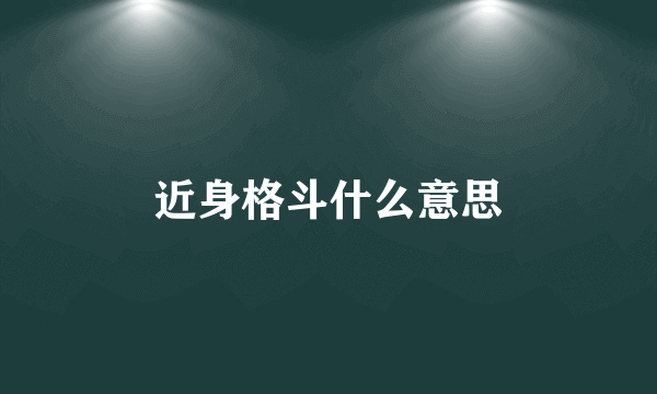 近身格斗什么意思