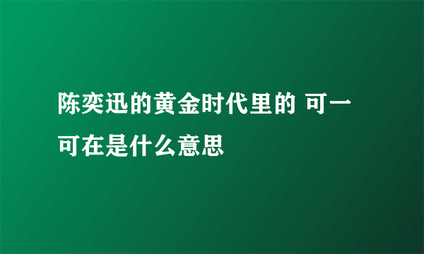 陈奕迅的黄金时代里的 可一可在是什么意思