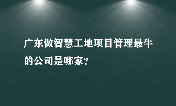 广东做智慧工地项目管理最牛的公司是哪家？