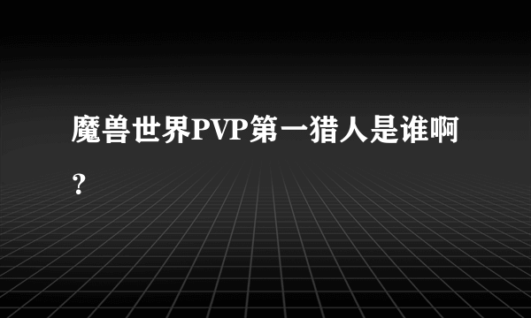 魔兽世界PVP第一猎人是谁啊？