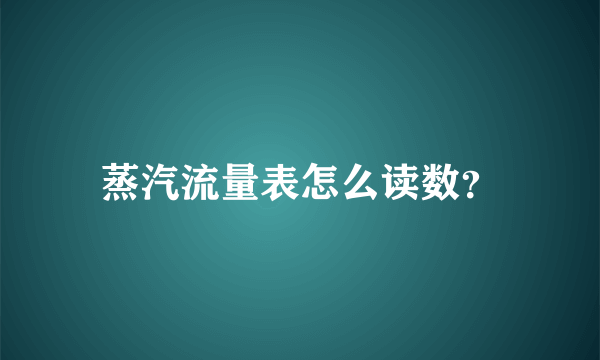 蒸汽流量表怎么读数？