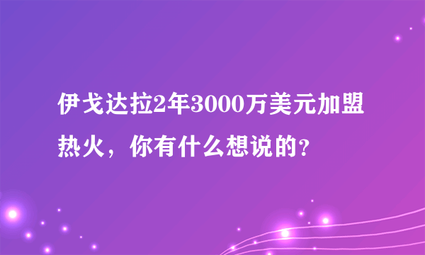 伊戈达拉2年3000万美元加盟热火，你有什么想说的？