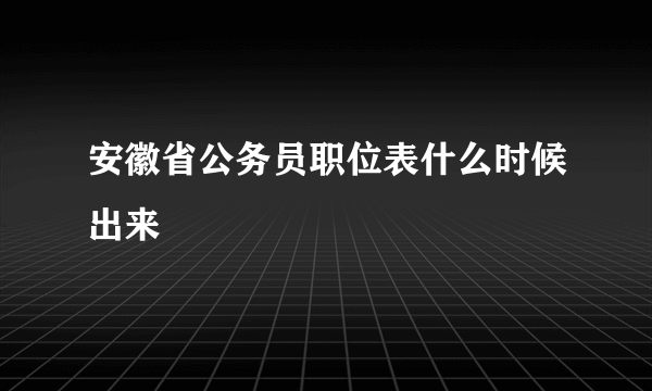 安徽省公务员职位表什么时候出来