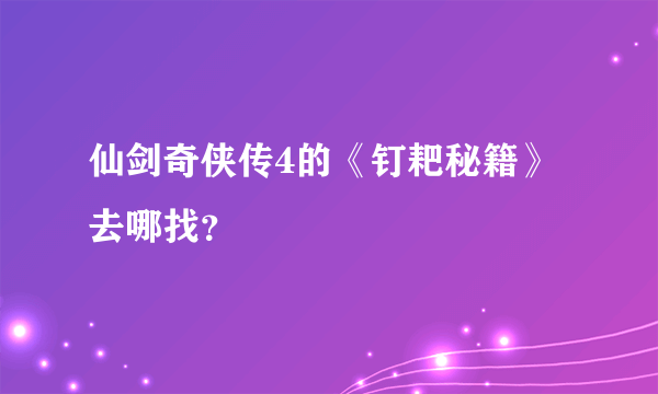 仙剑奇侠传4的《钉耙秘籍》去哪找？