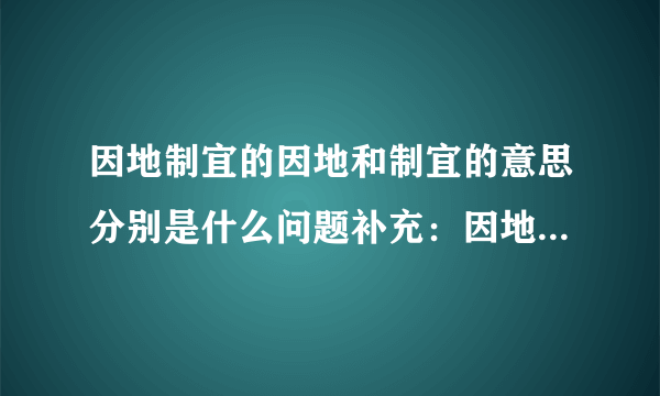 因地制宜的因地和制宜的意思分别是什么问题补充：因地制宜的因地和制宜的意思在《打伞的女孩》中分别是什么意思