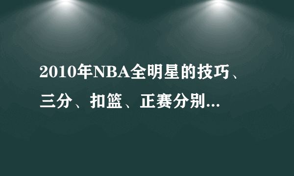 2010年NBA全明星的技巧、三分、扣篮、正赛分别是什么时候开始？