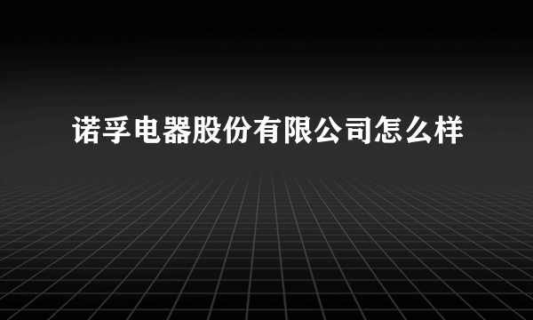 诺孚电器股份有限公司怎么样