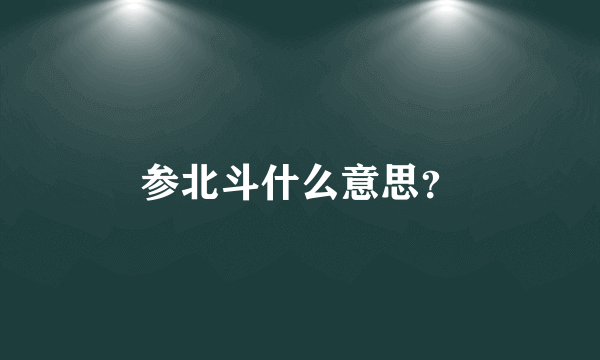 参北斗什么意思？