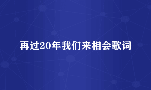 再过20年我们来相会歌词