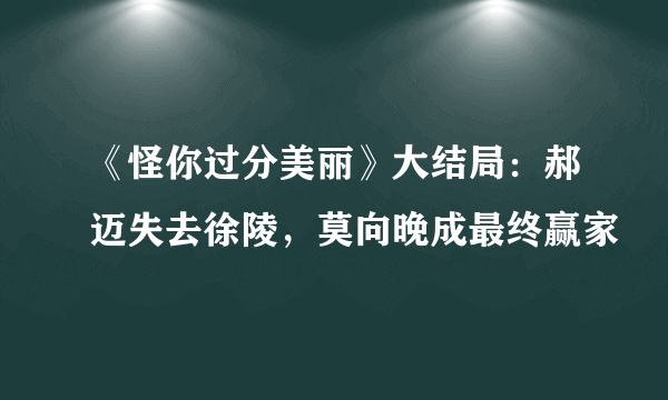 《怪你过分美丽》大结局：郝迈失去徐陵，莫向晚成最终赢家