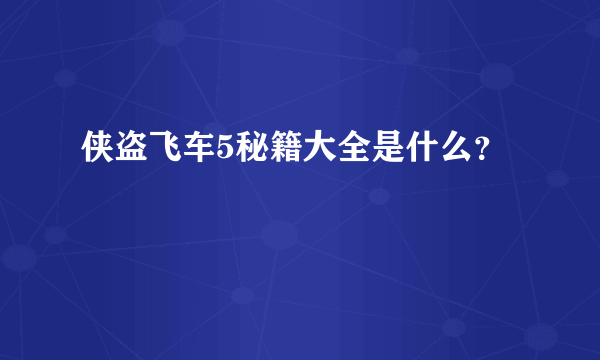 侠盗飞车5秘籍大全是什么？