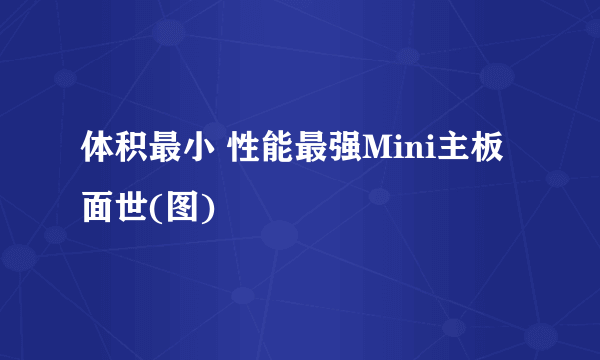 体积最小 性能最强Mini主板面世(图)