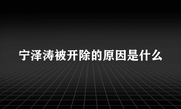 宁泽涛被开除的原因是什么