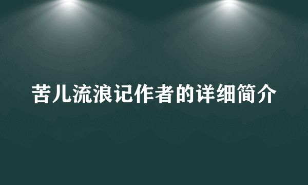 苦儿流浪记作者的详细简介