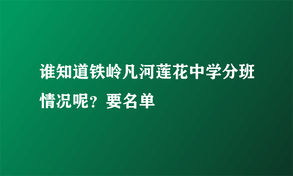 谁知道铁岭凡河莲花中学分班情况呢？要名单