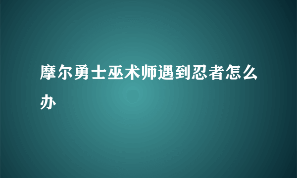 摩尔勇士巫术师遇到忍者怎么办