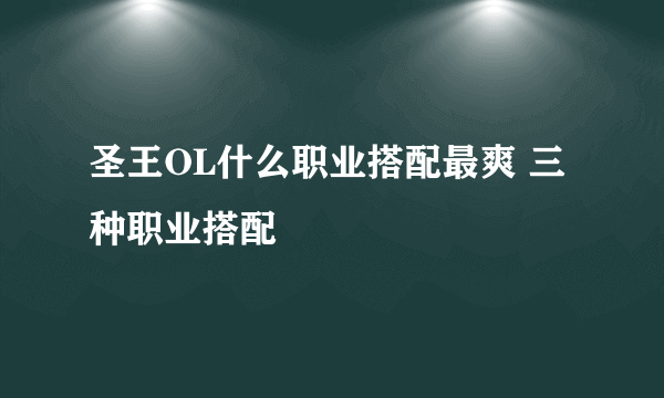 圣王OL什么职业搭配最爽 三种职业搭配