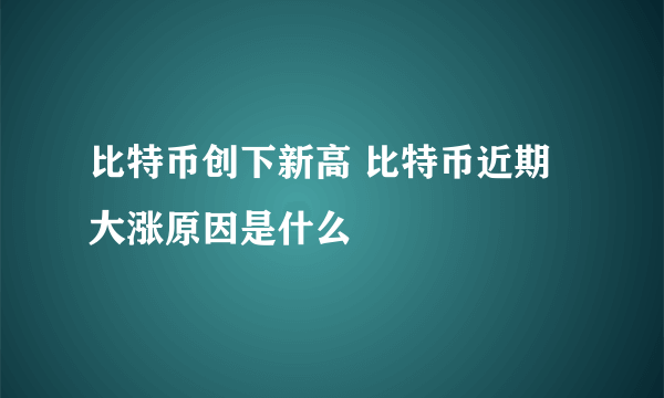 比特币创下新高 比特币近期大涨原因是什么