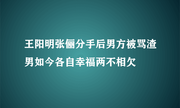 王阳明张俪分手后男方被骂渣男如今各自幸福两不相欠