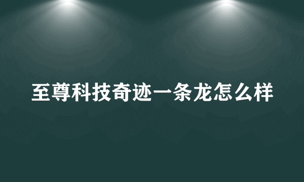 至尊科技奇迹一条龙怎么样