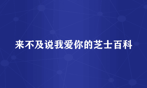 来不及说我爱你的芝士百科