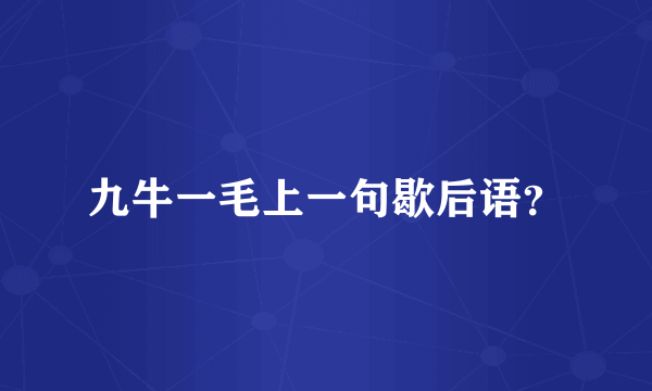 九牛一毛上一句歇后语？