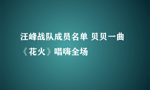 汪峰战队成员名单 贝贝一曲《花火》唱嗨全场