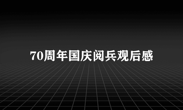 70周年国庆阅兵观后感