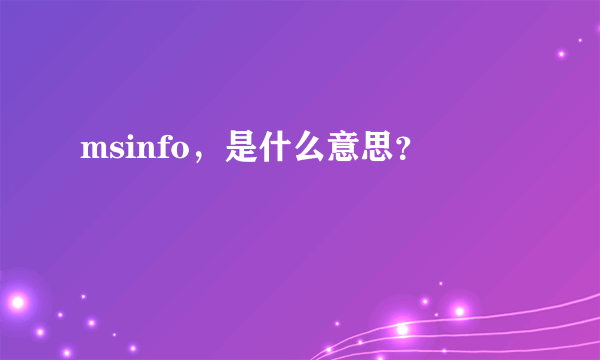 msinfo，是什么意思？