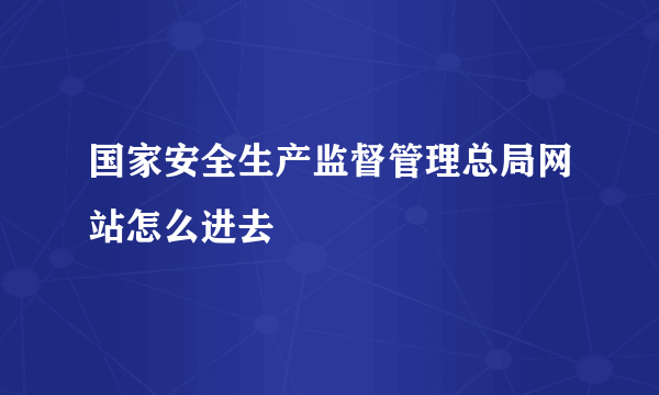 国家安全生产监督管理总局网站怎么进去