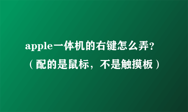 apple一体机的右键怎么弄？（配的是鼠标，不是触摸板）