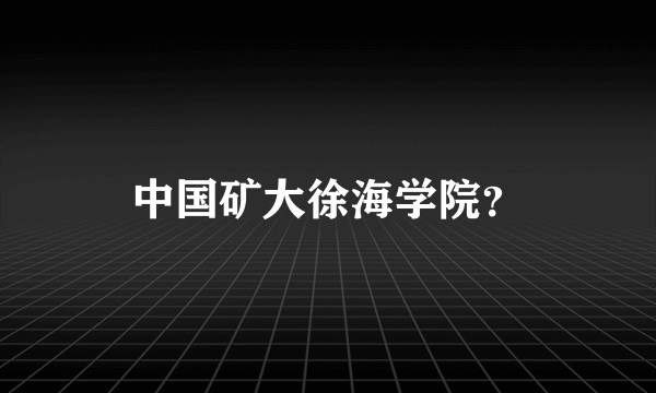 中国矿大徐海学院？