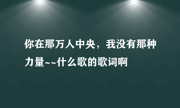 你在那万人中央，我没有那种力量~~什么歌的歌词啊