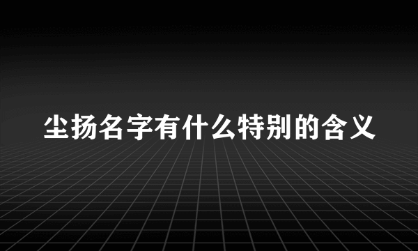 尘扬名字有什么特别的含义