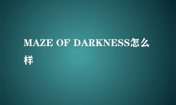 MAZE OF DARKNESS怎么样