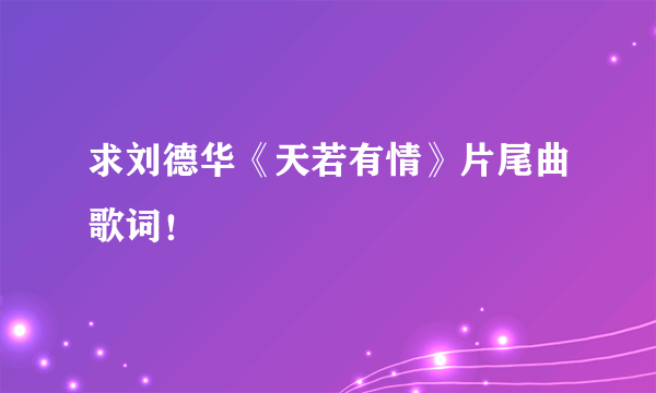 求刘德华《天若有情》片尾曲歌词！