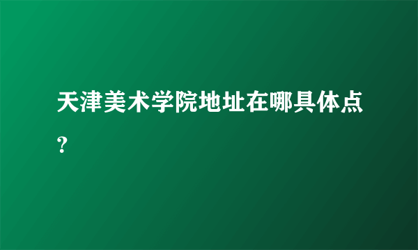 天津美术学院地址在哪具体点？