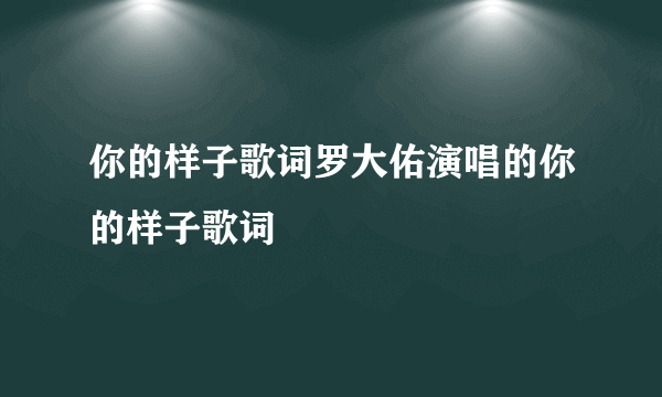 你的样子歌词罗大佑演唱的你的样子歌词