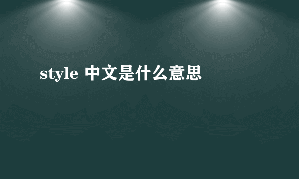 style 中文是什么意思